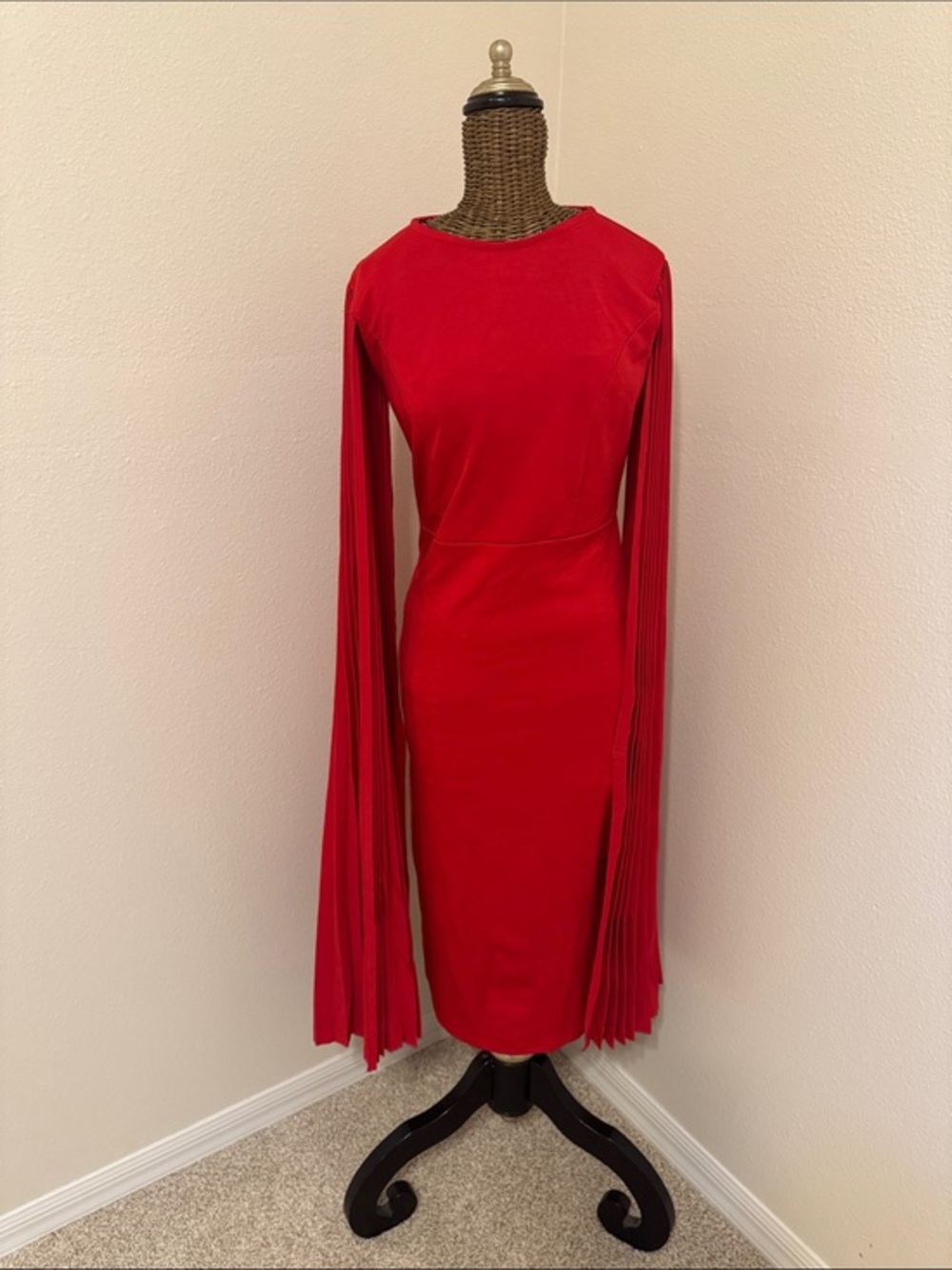 Metamorphosis Girl Red Cape Arms Draped Sleeveless Dress S